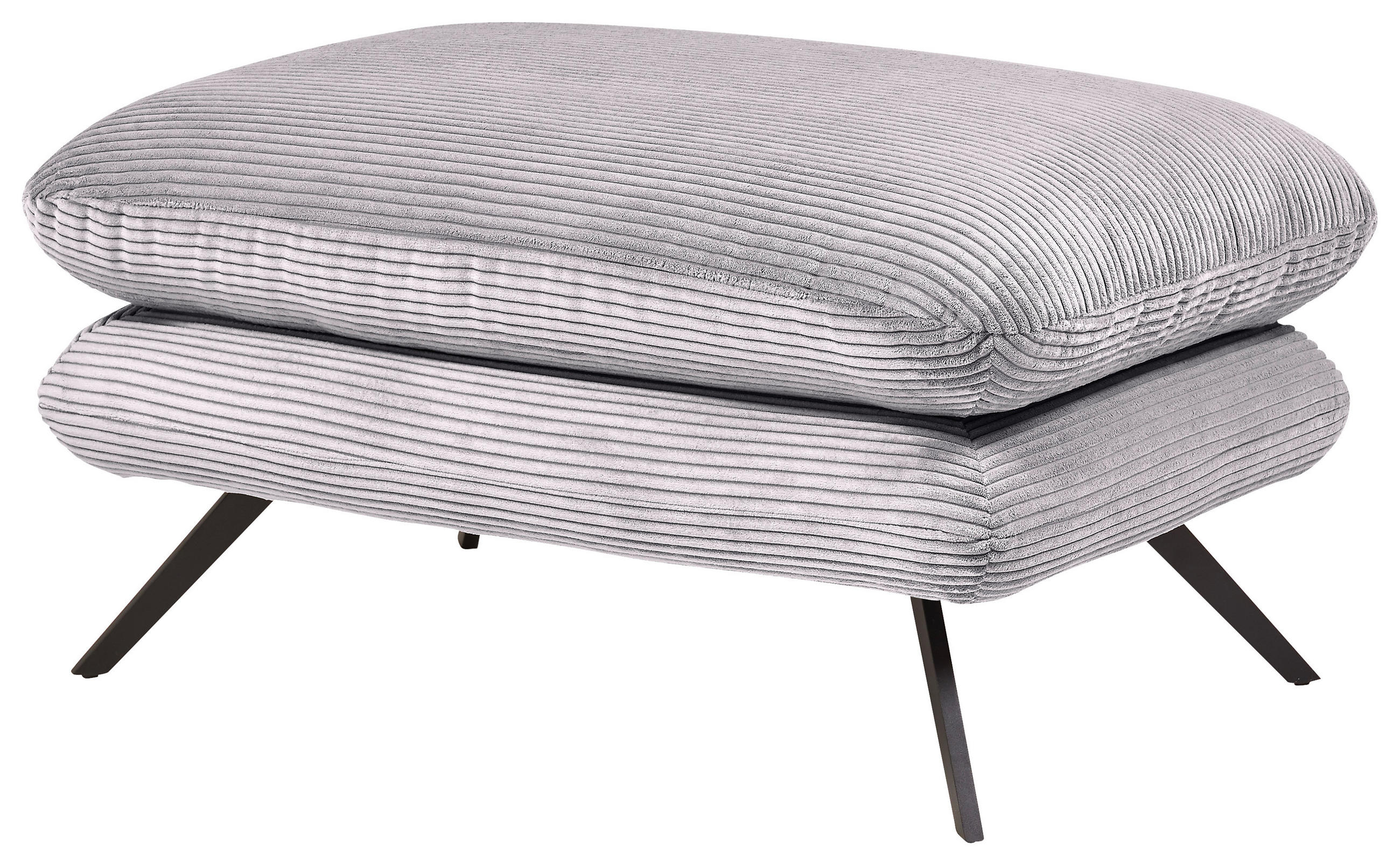 HOCKER Cord Grau  - Schwarz/Grau, MODERN, Textil/Metall (90/45/60cm) - Pure Home Lifestyle