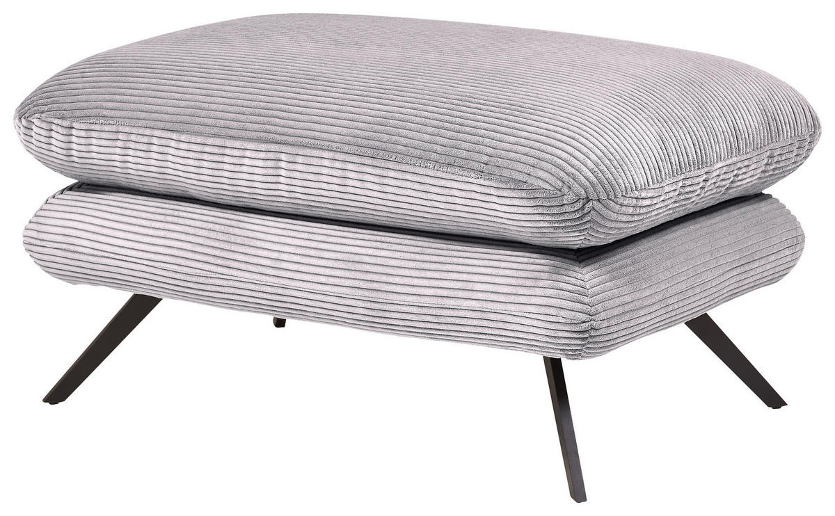 HOCKER Cord Grau  - Schwarz/Grau, MODERN, Textil/Metall (90/45/60cm) - Pure Home Lifestyle