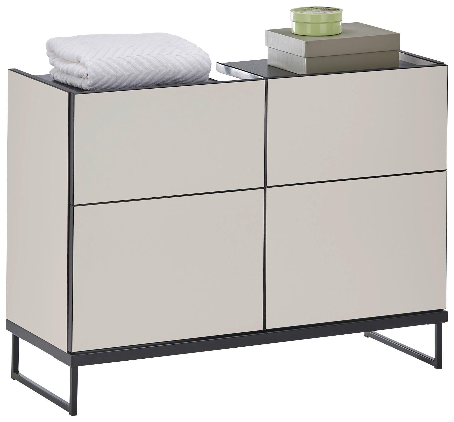 WASCHBECKENUNTERSCHRANK 80/59,4/31 cm  - Kaschmir/Schwarz, Basics, Holzwerkstoff/Metall (80/59,4/31cm) - MID.YOU
