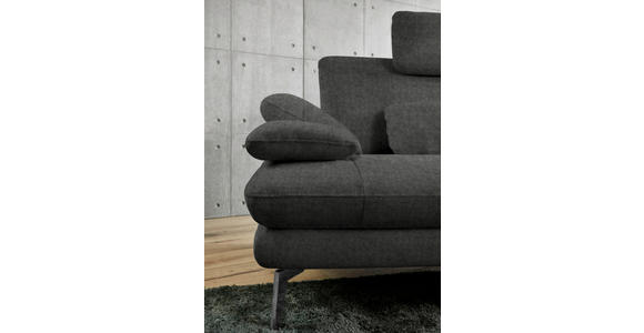 ECKSOFA in Velours Dunkelgrau 284/184 cm - Dunkelgrau/Schwarz, Design, Textil/Metall (284/184cm) - Dieter Knoll