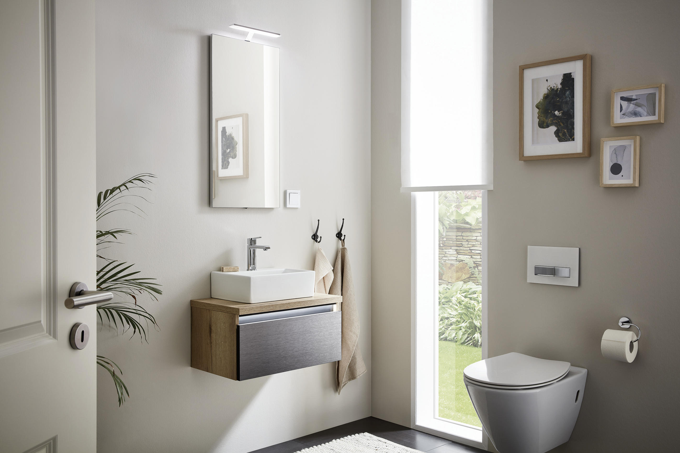 WASCHTISCHKOMBI 60 cm - Eichefarben/Silberfarben, LIFESTYLE, Keramik/Holzwerkstoff (60cm) - Dieter Knoll