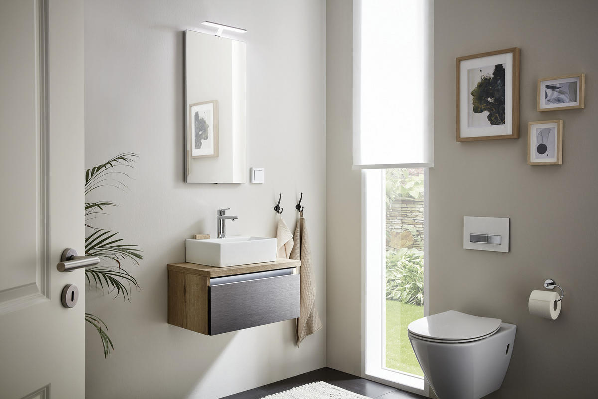 WASCHTISCHKOMBI 60 cm  - Eichefarben/Silberfarben, LIFESTYLE, Keramik/Holzwerkstoff (60cm) - Dieter Knoll