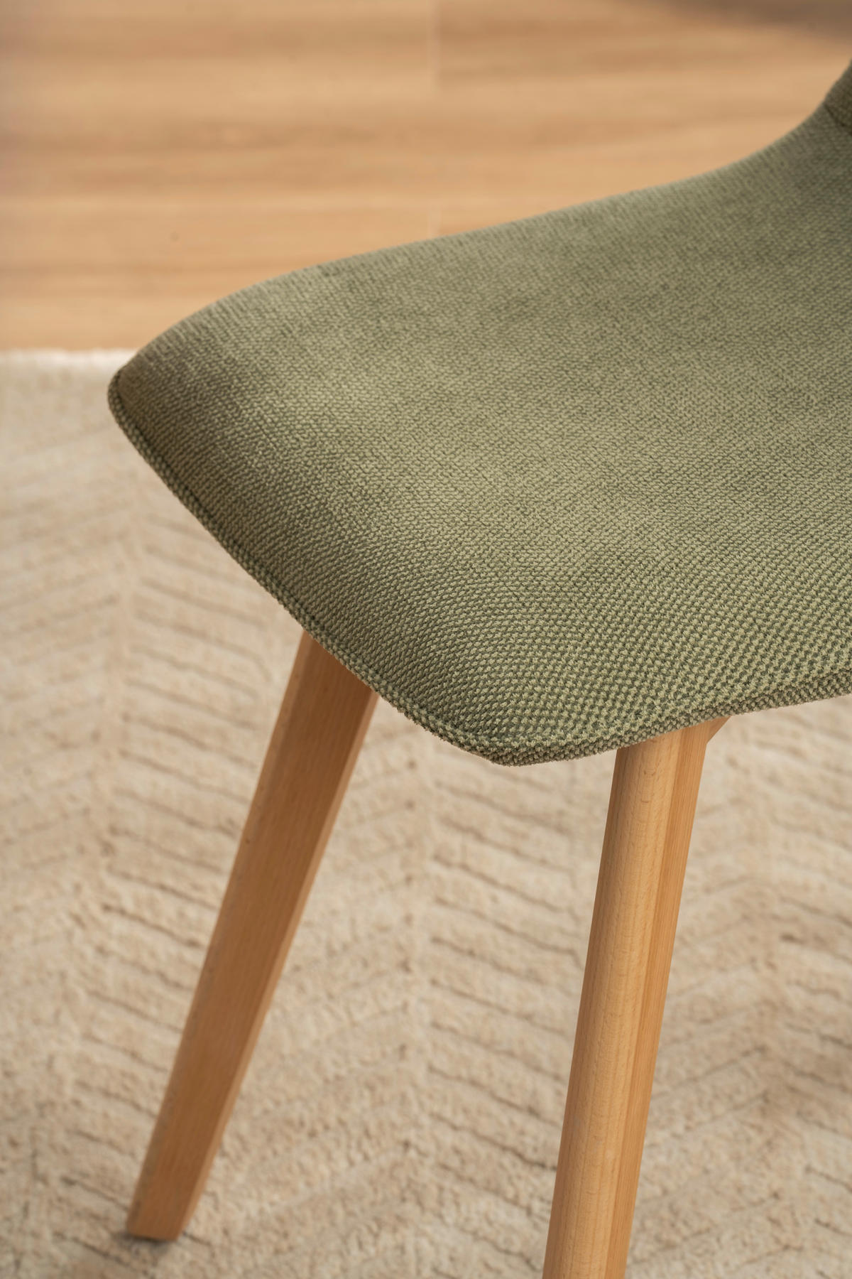 STUHL   Leinenoptik  Grün, Buchefarben  - Buchefarben/Grün, Modern, Holz/Textil (45/88/54cm) - Stylife