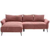ECKSOFA in Chenille Altrosa  164/255 cm  - Schwarz/Altrosa, KONVENTIONELL, Textil/Metall (164/255cm) - Carryhome