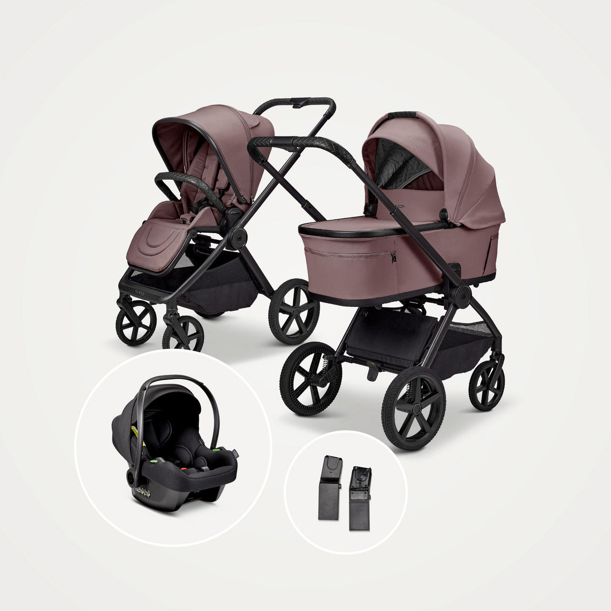 KINDERWAGENSET  GIO FOLD ETPU SET  tonka  - Schwarz/Mokka, Basics, Textil/Metall (120/58/92cm) - Moon Edition
