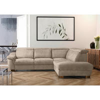 ECKSOFA TREND in Mikrofaser Taupe Bettkasten, Relaxfunktion, Kopfteilverstellung  276/238 cm  - Taupe/Wengefarben, Design, Holz/Textil (276/238cm) - Livetastic