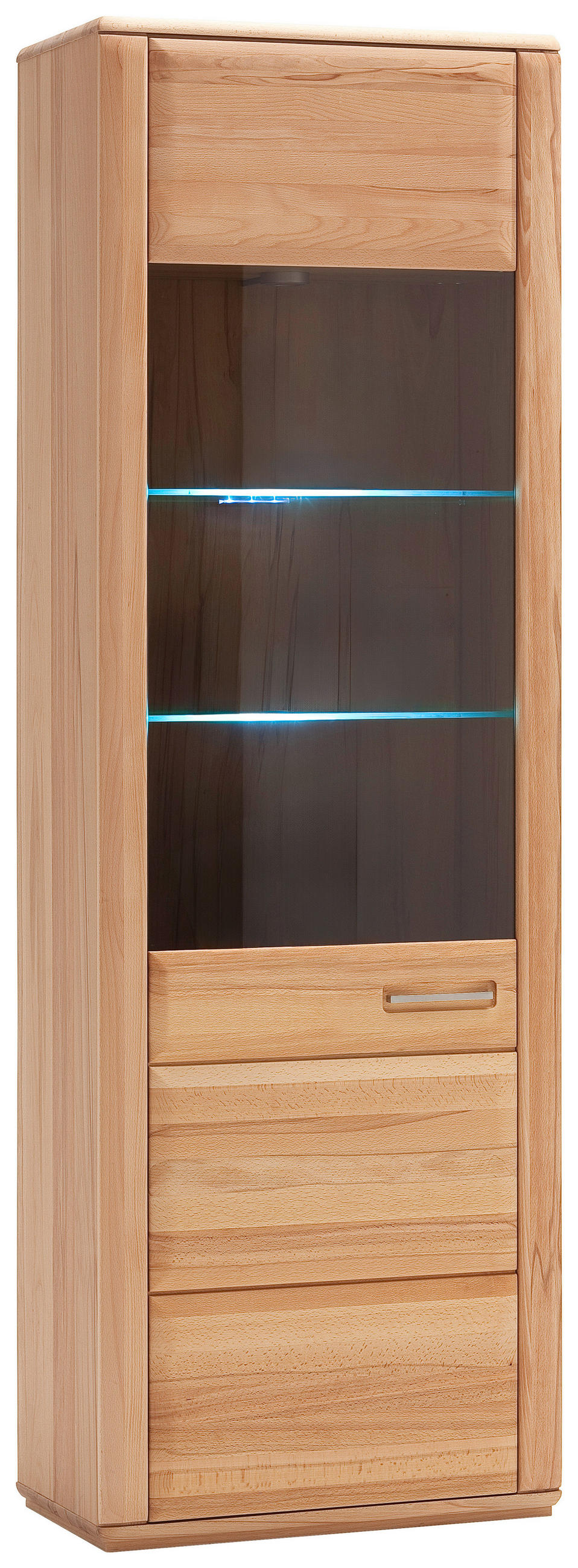 WOHNWAND La Paz  in Kernbuche  319/209/51 cm  - Silberfarben/Buchefarben, Design, Glas/Holz (319/209/51cm) - Livetastic