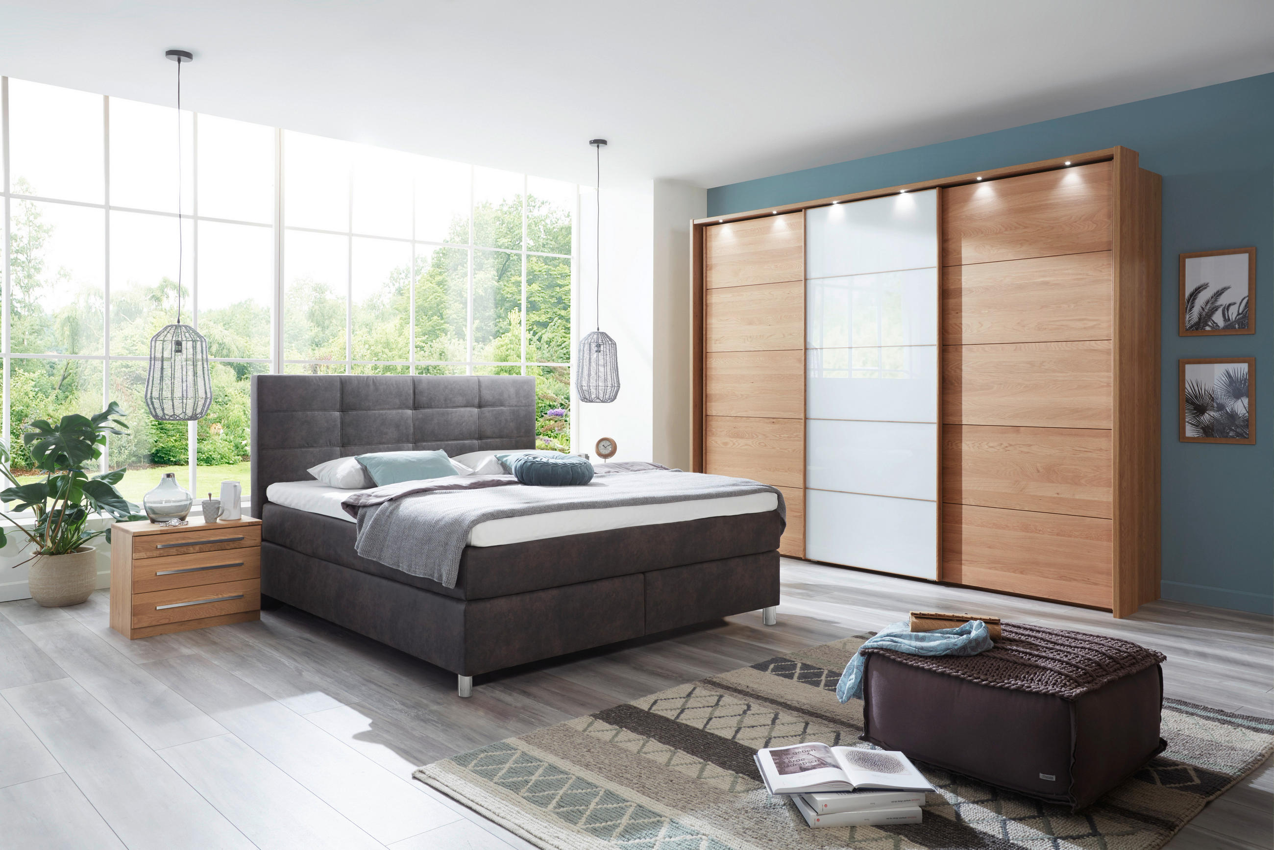 Thumbnail - Voleo Boxspringbett, Schlamm, Textil, H2 + H3, 7-Zonen, Höhe ca. 18 cm, 160x200 cm, Über- und Sondergrößen erhältlich, g...