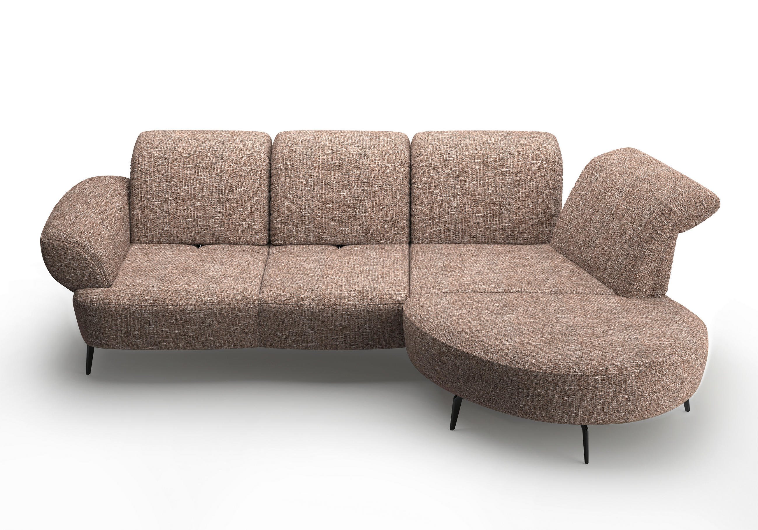 ECKSOFA in Chenille Cappuccino  - Schwarz/Cappuccino, Modern, Textil/Metall (313/208cm) - Sit & More