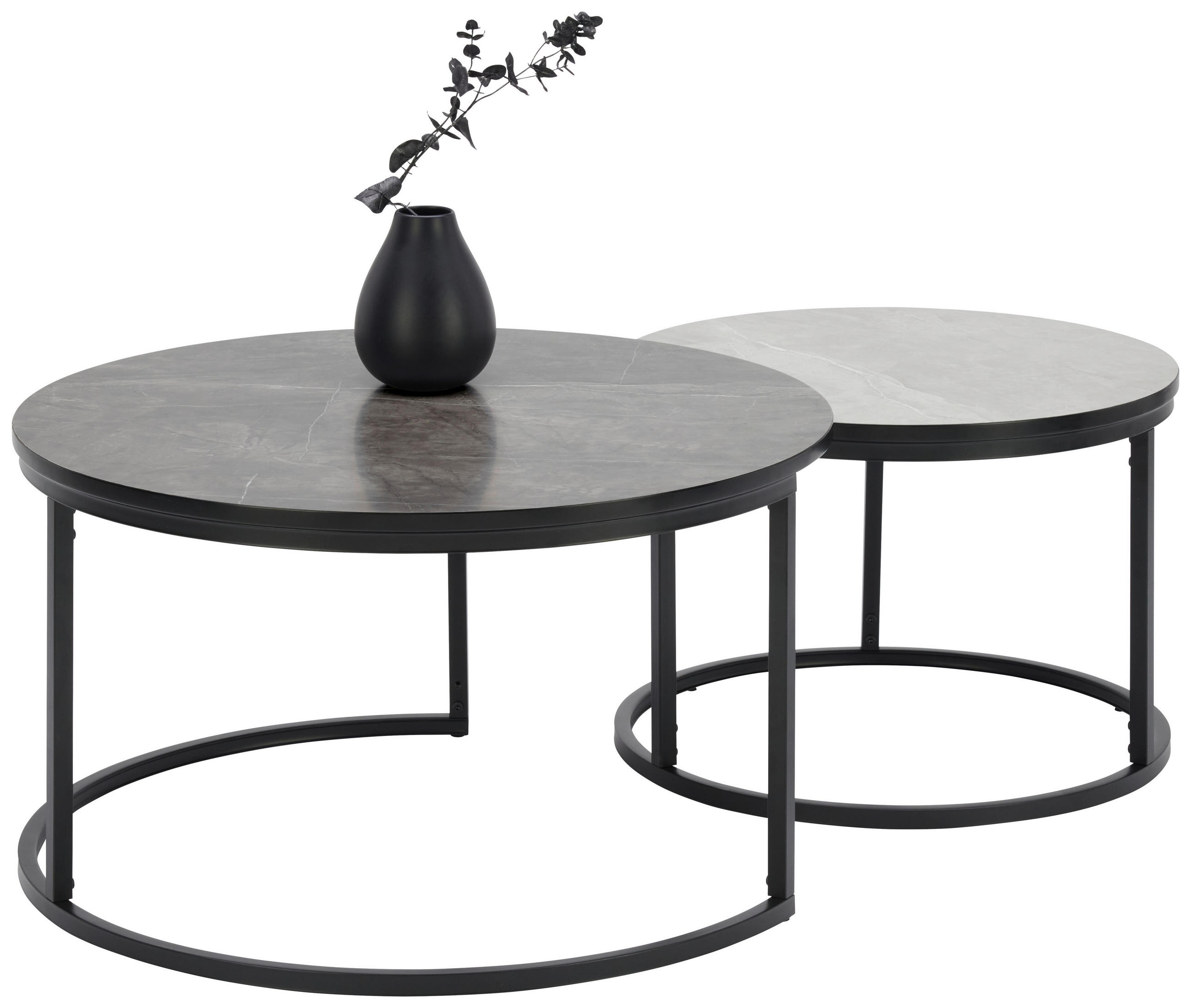 SADA KONFERENČNÝCH STOLÍKOV, svetlosivá, tmavosivá, kov, kompozitné drevo, 60-80/60-80/42-45 cm - čierna/svetlosivá, Design, kov/kompozitné drevo (60-80/60-80/42-45cm) - Ti'me
