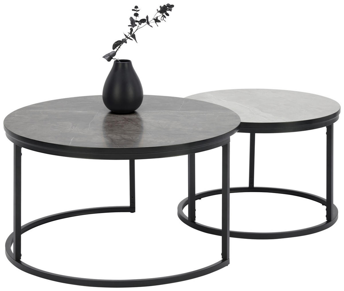 SADA KONFERENČNÝCH STOLÍKOV, svetlosivá, tmavosivá, kov, kompozitné drevo, 60-80/60-80/42-45 cm - čierna/svetlosivá, Design, kov/kompozitné drevo (60-80/60-80/42-45cm) - Ti'me