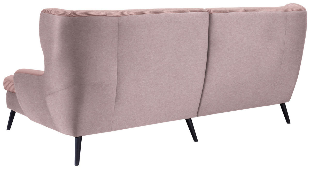 ECKSOFA Rosa Cord  - Schwarz/Rosa, Design, Holz/Textil (237/165cm) - Stylife