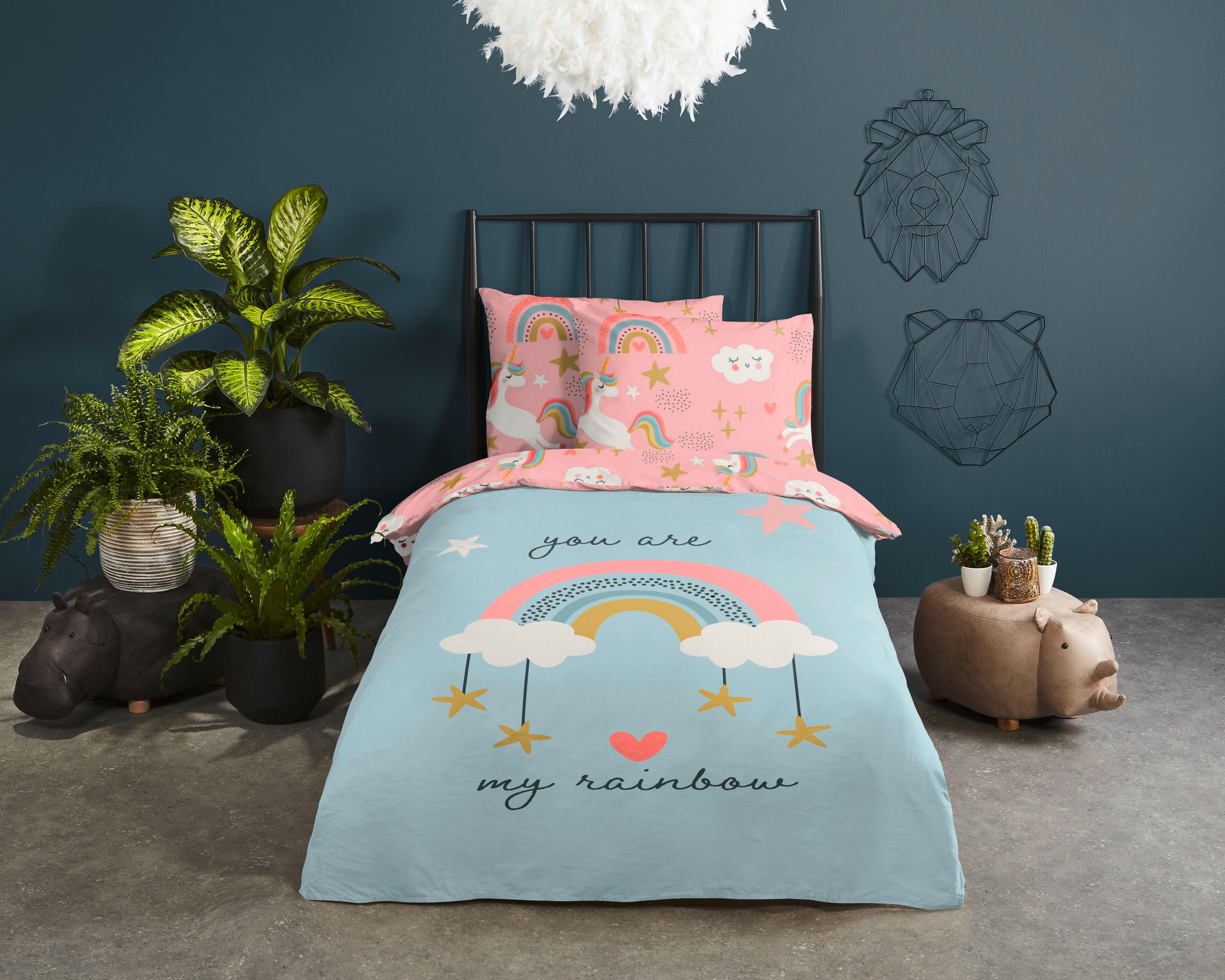 KINDERBETTWÄSCHE 140/200 cm  - Hellrosa/Hellblau, Trend, Textil (140/200cm)