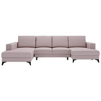 WOHNLANDSCHAFT in Flachgewebe Rosa  - Schwarz/Rosa, Design, Textil/Metall (190/339/156cm) - Livetastic