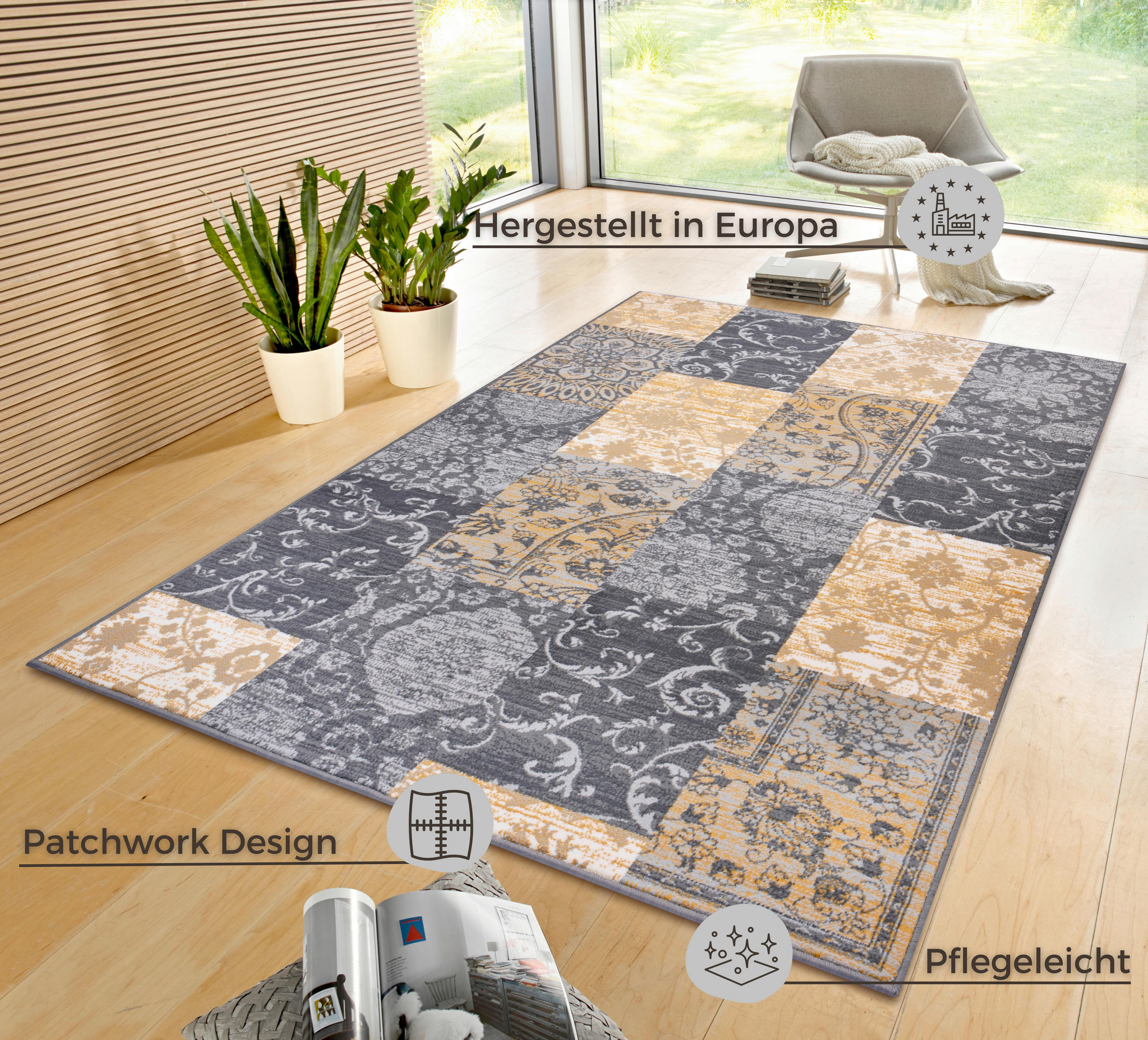 FLACHWEBETEPPICH 235/320 cm Gloria Grau, Sahara  - Grau/Sahara, Design, Kunststoff/Textil (235/320cm)