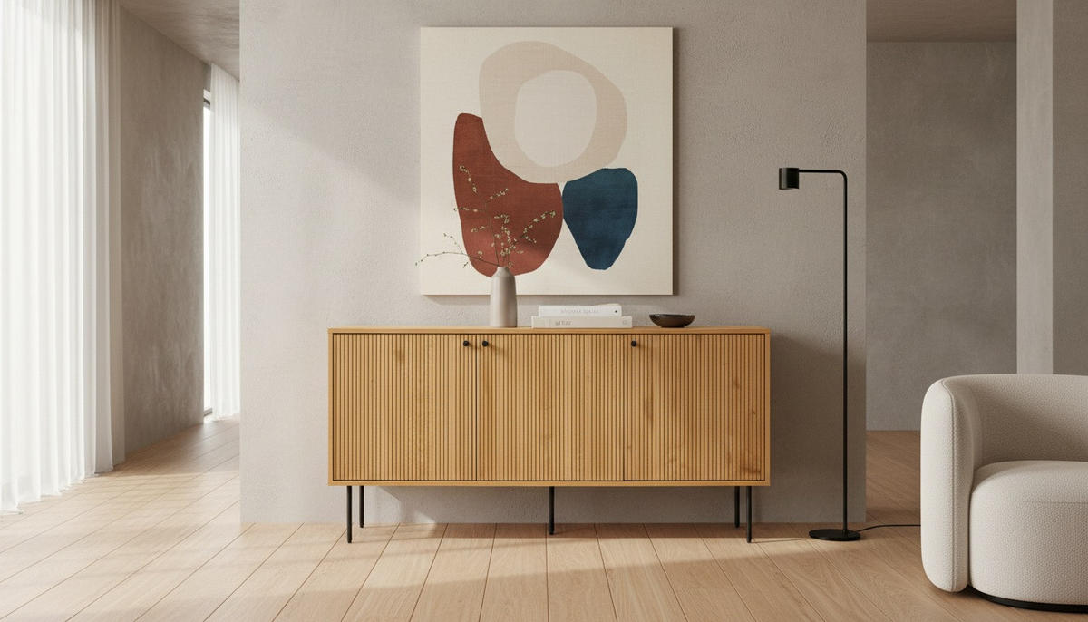 ŠIROKA KOMODA, črna, barve hrasta  - črna/barve hrasta, Design, kovina/leseni material (150/75/40cm) - Carryhome