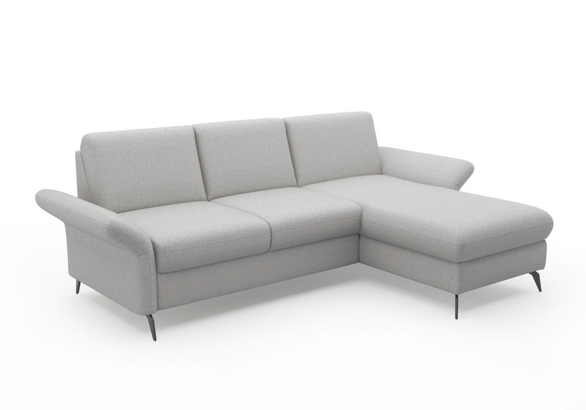 ECKSOFA in Flachgewebe Hellgrau  - Hellgrau/Schwarz, Konventionell, Textil/Metall (251/164cm) - Sit & More