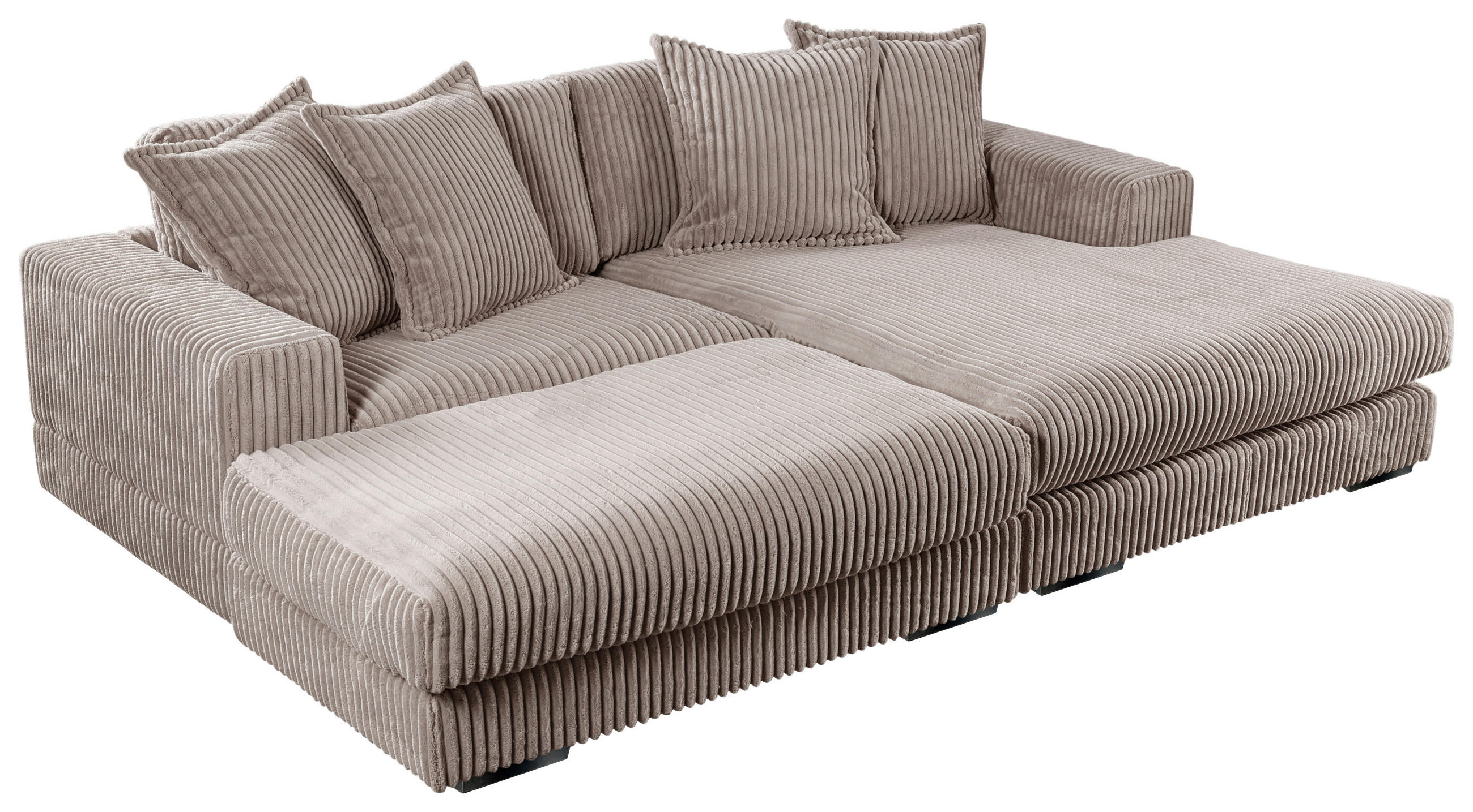 ECKSOFA FUNNY Taupe Cord  - Taupe/Schwarz, Basics, Kunststoff/Textil (285/195cm) - Livetastic