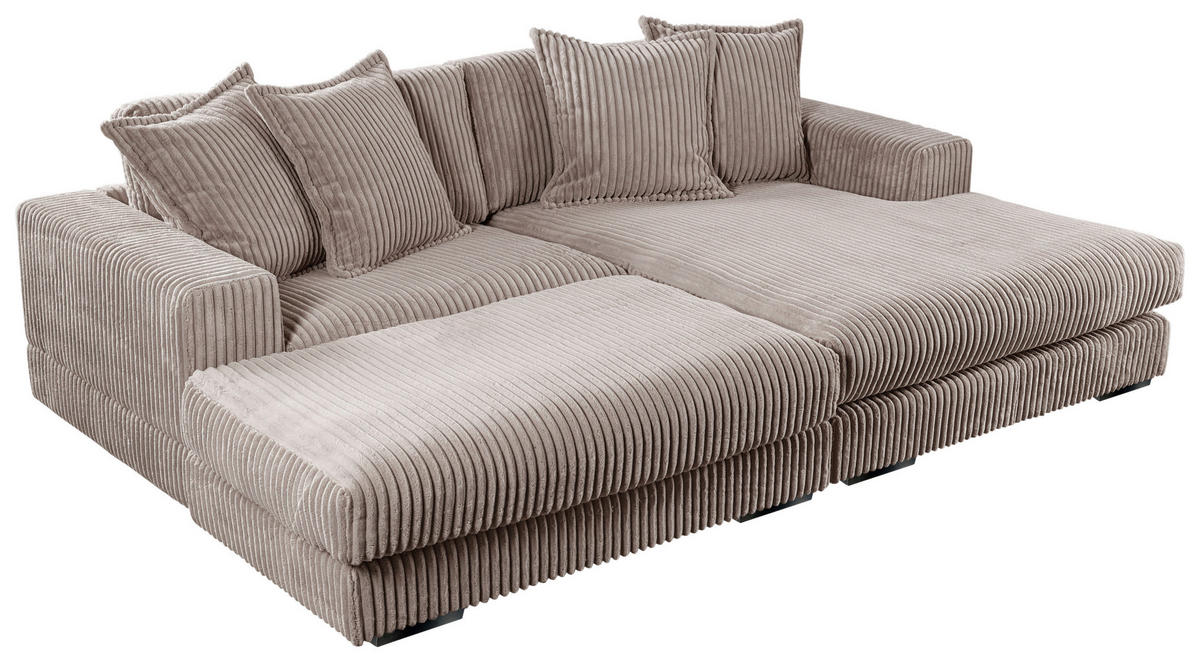 ECKSOFA FUNNY Taupe Cord  - Taupe/Schwarz, Basics, Kunststoff/Textil (285/195cm) - Livetastic