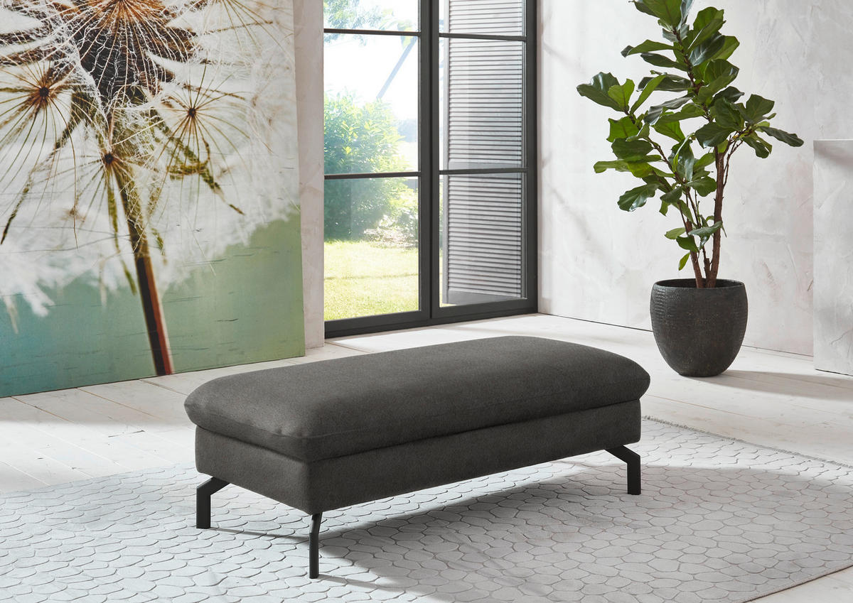 ECKSOFA in Velours Grau  - Schwarz/Grau, Design, Textil/Metall (306/179cm) - Beldomo System