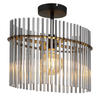 DECKENLEUCHTE GORLEY 40/22/34 cm   - Schwarz/Grau, KONVENTIONELL, Glas/Metall (40/22/34cm) - Globo