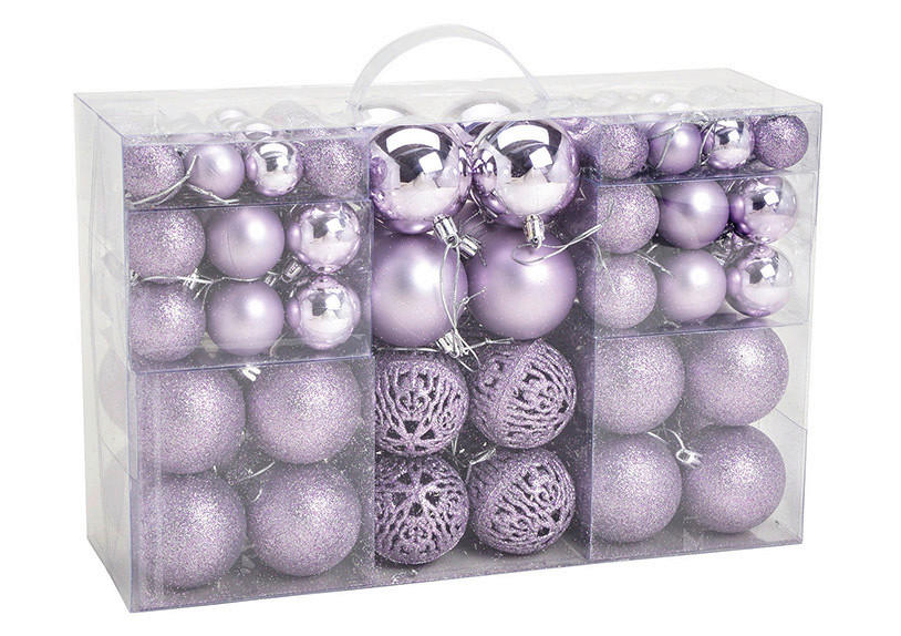 CHRISTBAUMKUGEL-SET 100-teilig  - Lila, Basics, Kunststoff (35,0/23,0/12,0cm)