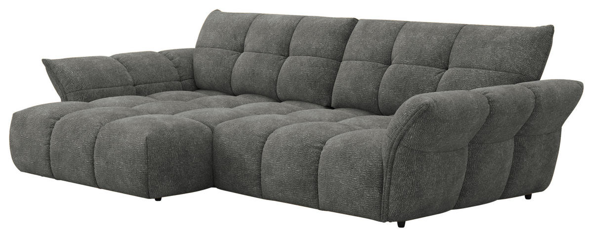ECKSOFA Anthrazit Chenille Rücken echt  - Anthrazit/Schwarz, Design, Kunststoff/Textil (177/312cm) - Welnova