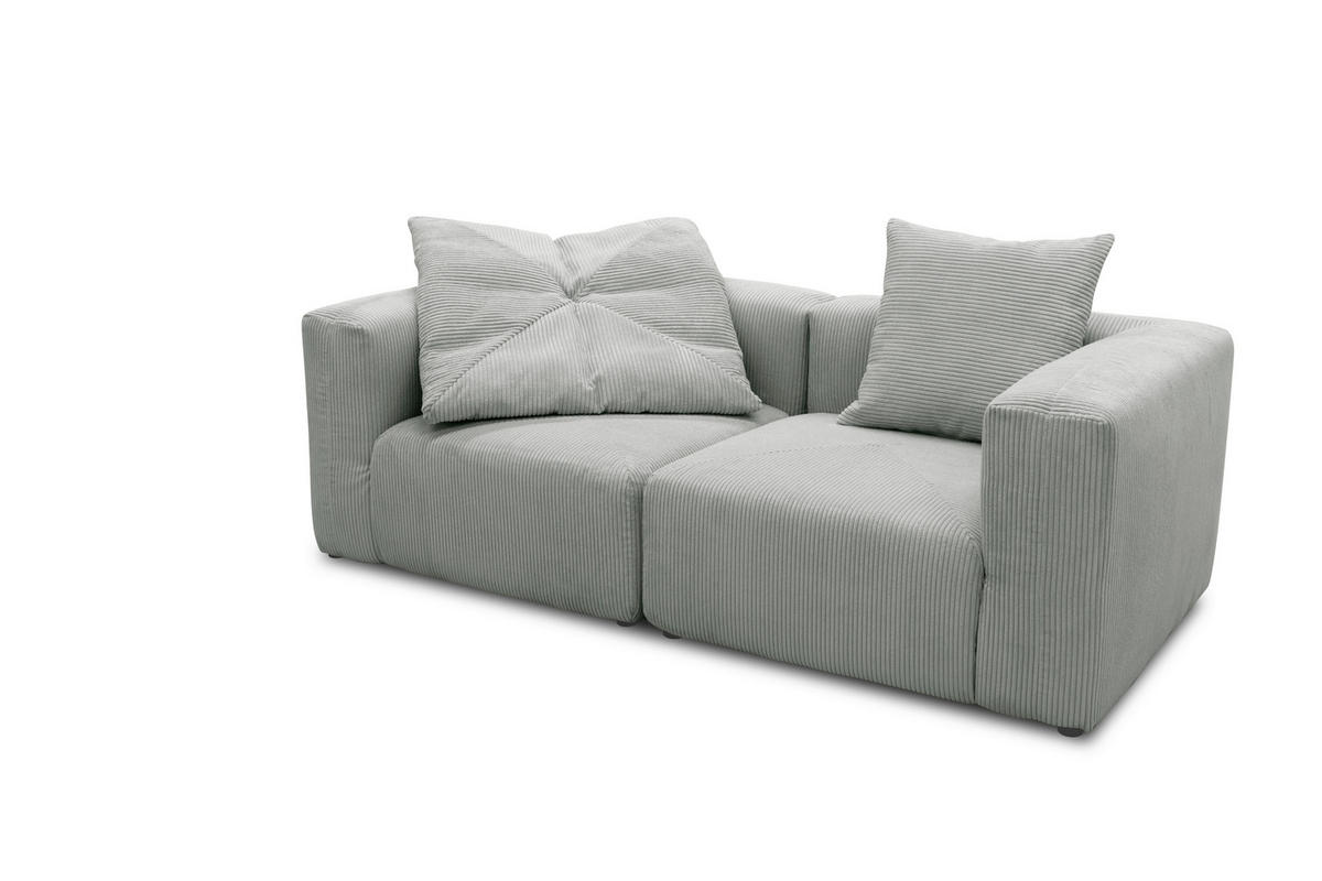 2-SITZER-SOFA Cord, Mikrofaser Hellgrau  - Hellgrau/Schwarz, Design, Kunststoff/Textil (216/69/108cm) - MID.YOU