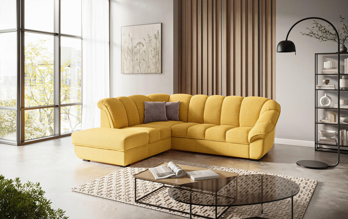 SEDACIA SÚPRAVA, textil, horčicovožltá - čierna/horčicovožltá, Modern, textil/plast (260/88/222cm) - Welnova