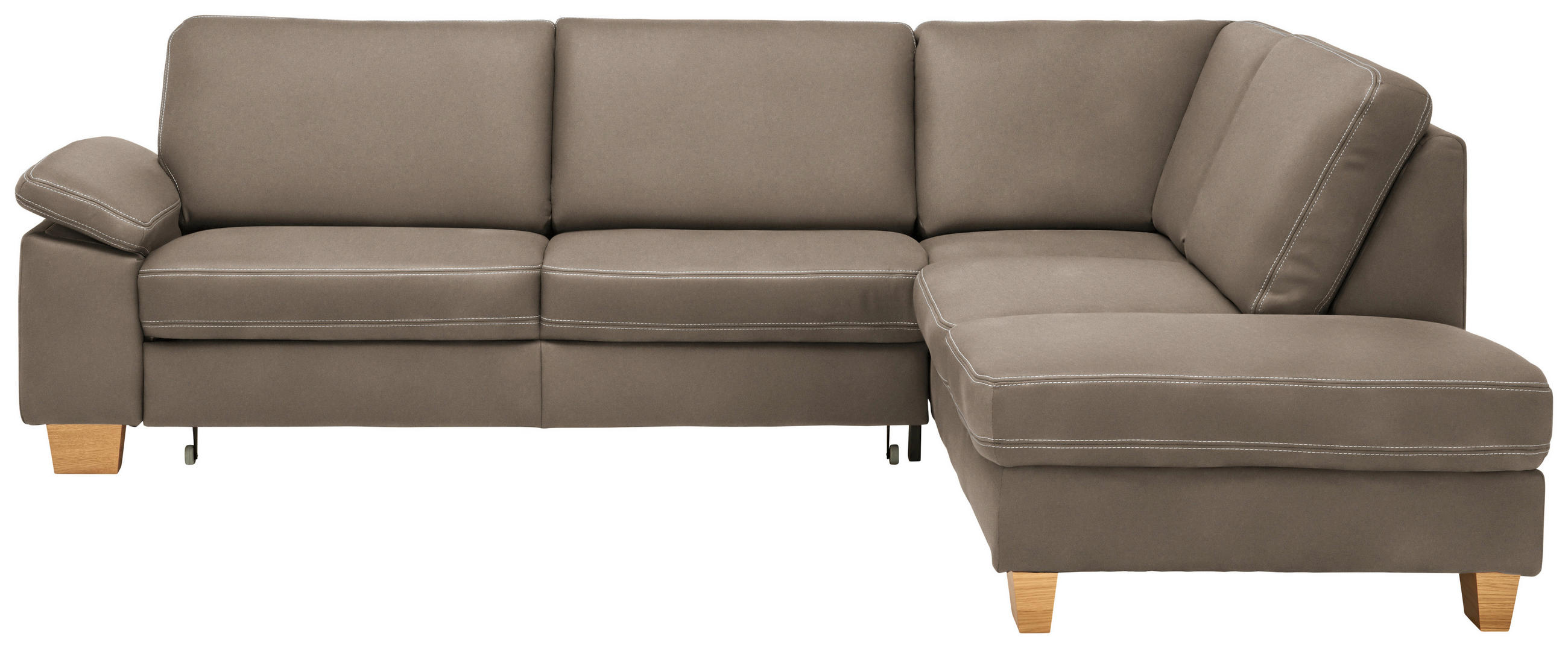 ECKSOFA  in Echtleder Alufarben  274/235 cm  - Eichefarben/Beige, KONVENTIONELL, Leder/Holzwerkstoff (274/235cm) - Beldomo Premium