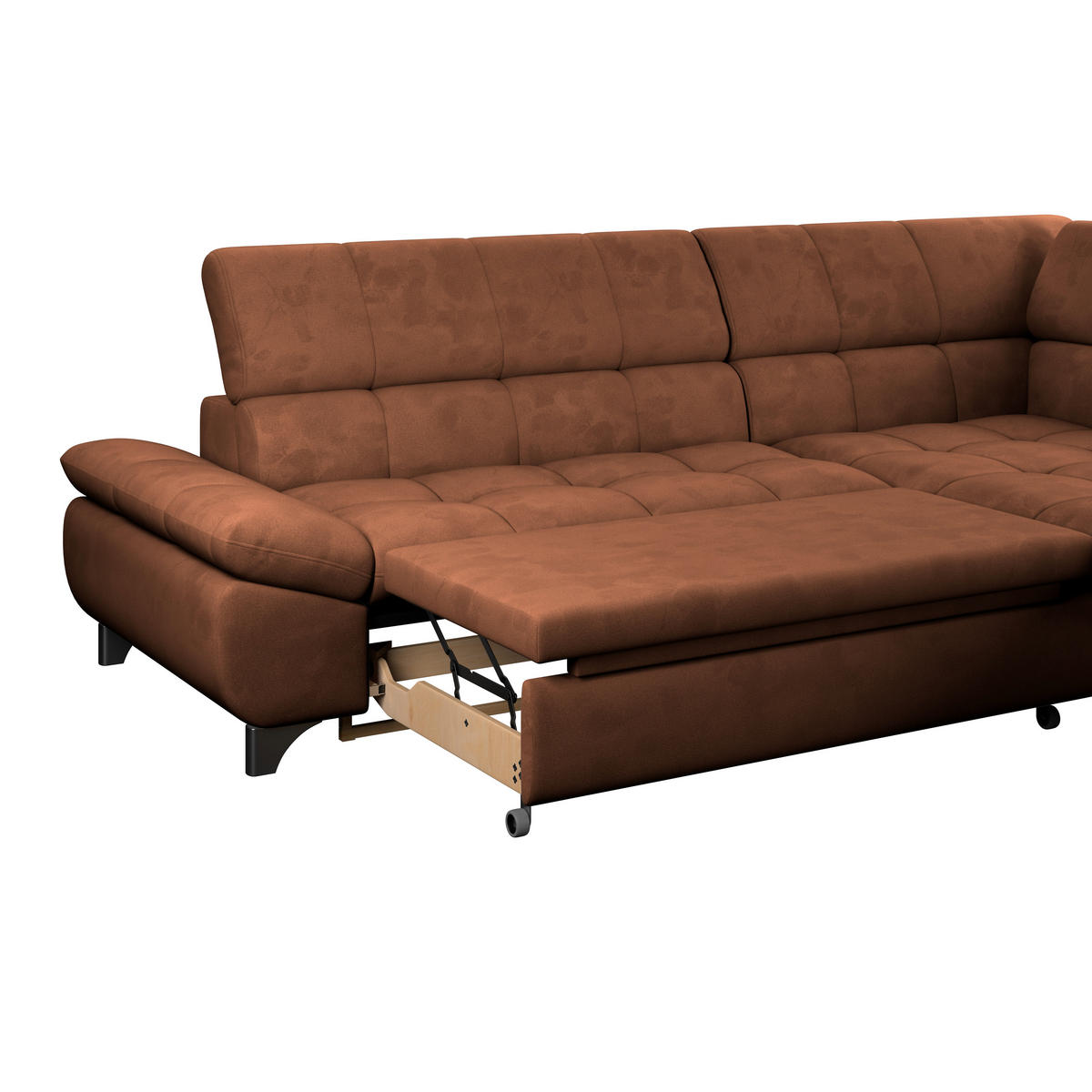 ECKSOFA Cognac Chenille  - Chromfarben/Cognac, KONVENTIONELL, Textil/Metall (312/234cm) - Livetastic