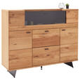 HIGHBOARD Wildeiche  150/121/44 cm  - Wildeiche/Anthrazit, Natur, Glas/Holz (150/121/44cm) - Linea Natura