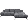 ECKSOFA in Chenille Dunkelgrau  - Dunkelgrau/Schwarz, MODERN, Textil/Metall (290/182cm) - Hom`in