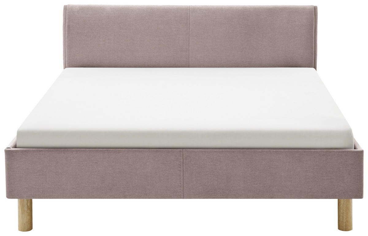 KÁRPITOZOTT ÁGY 140/200 cm  fáradtrózsaszín  - tölgyfa/fáradtrózsaszín, Design, textil/fa (140/200cm) - Livetastic