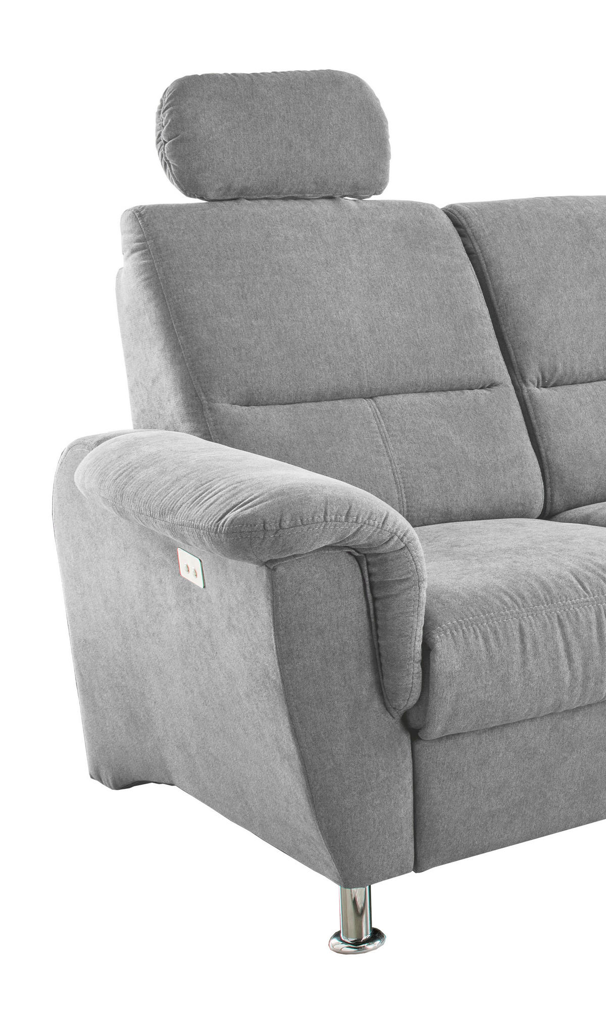 ECKSOFA Grau Mikrofaser  - Chromfarben/Grau, KONVENTIONELL, Textil/Metall (292/165cm) - Livetastic