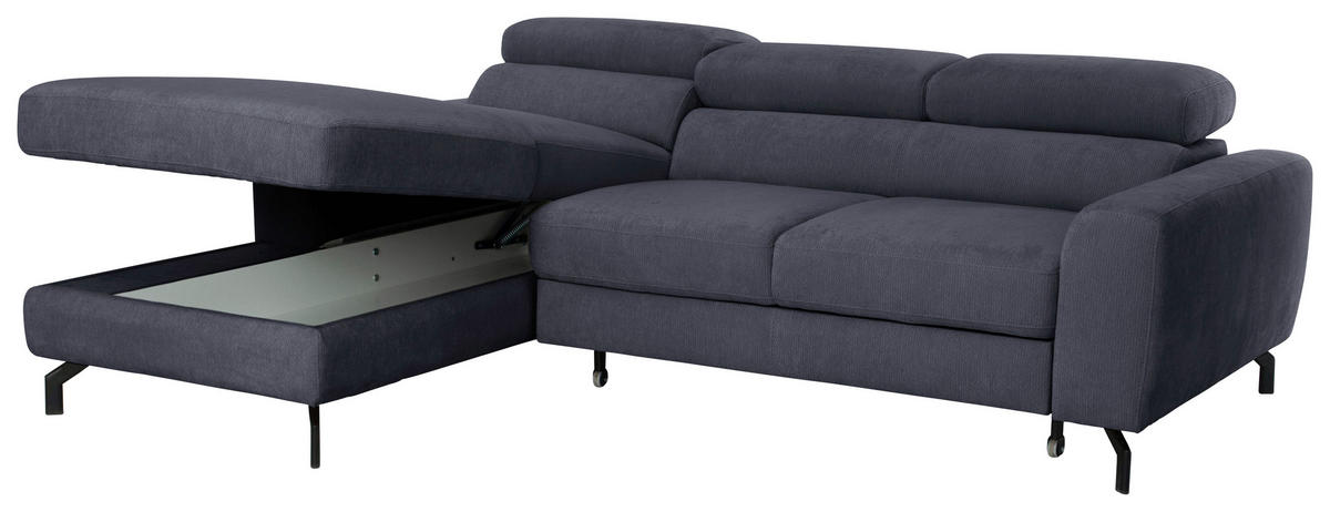 ECKSOFA Chenille Anthrazit  - Anthrazit/Schwarz, Design, Textil/Metall (177/226cm) - Livetastic