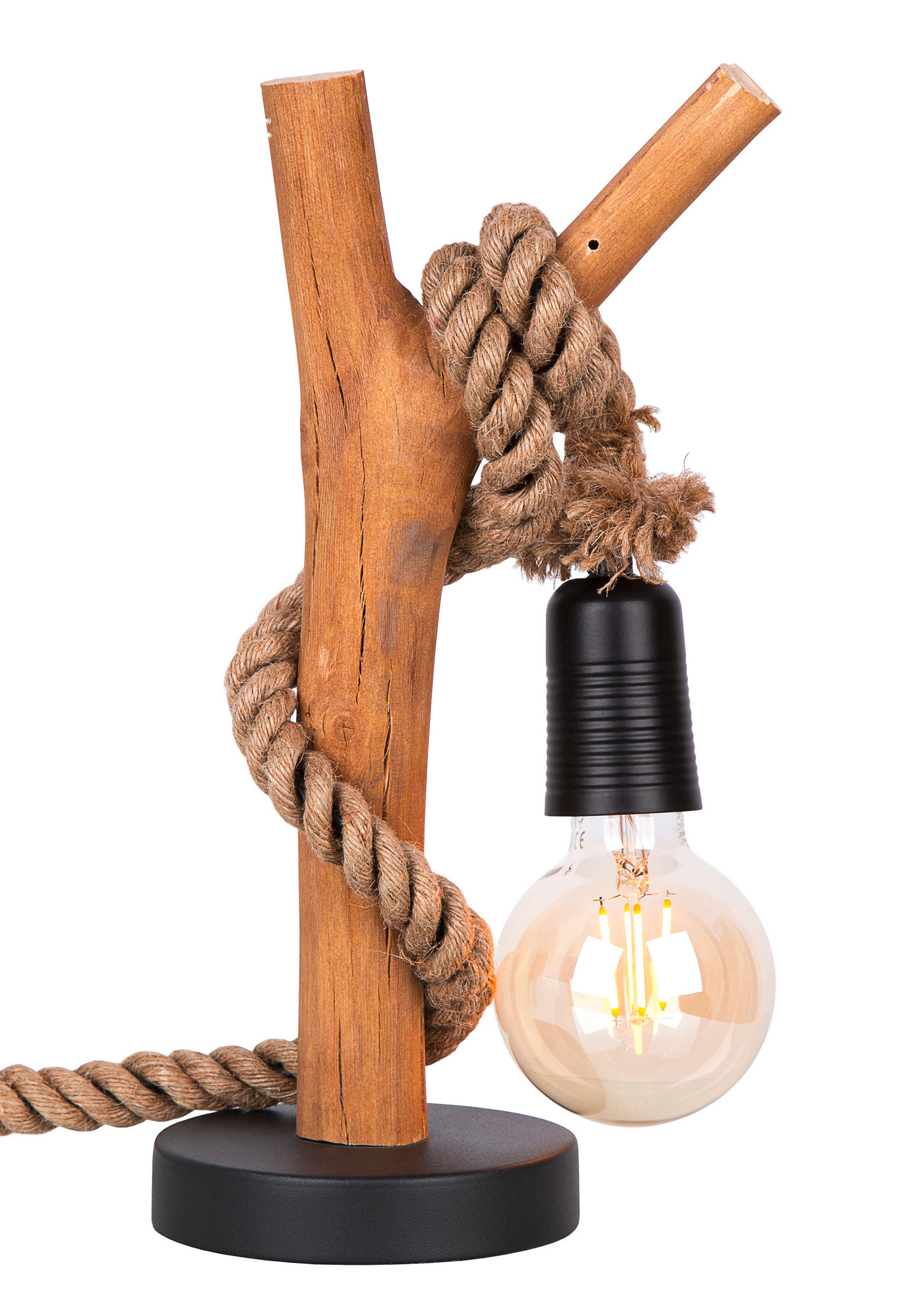 TISCHLEUCHTE   - Eichefarben/Schwarz, Natur, Holz/Metall (40cm)