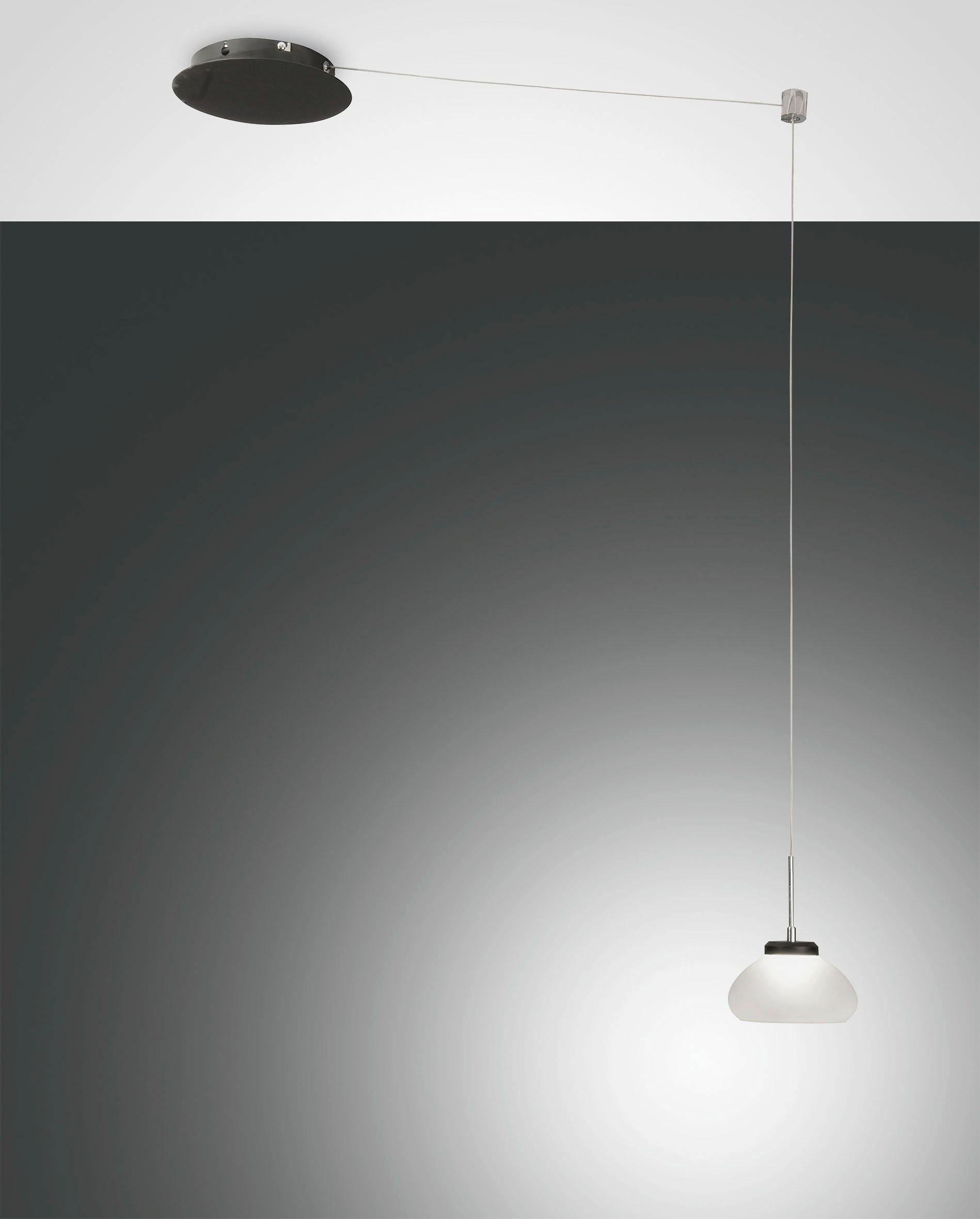 LED-PENDELLEUCHTE Arabella 14/350 cm   - Schwarz/Weiß, Basics, Glas/Metall (14/350cm) - Fabas Luce
