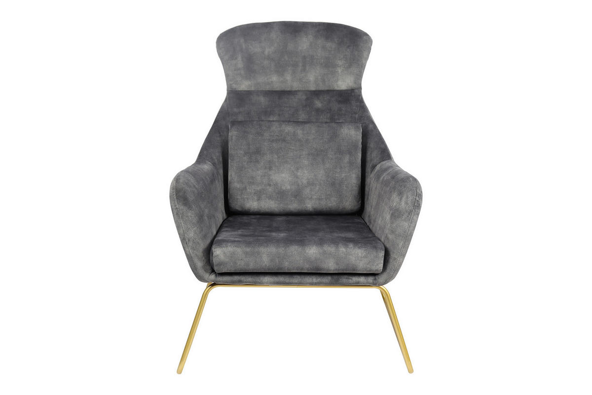 SESSEL in Samt, Velours Grau  - Messingfarben/Grau, MODERN, Textil/Metall (73/102/80cm) - Livetastic