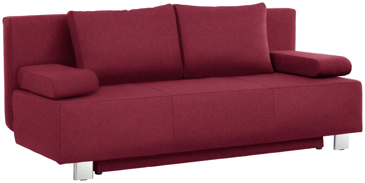 SCHLAFSOFA in Webstoff Bordeaux  - Chromfarben/Bordeaux, Design, Textil/Metall (197/88/89cm) - Xora