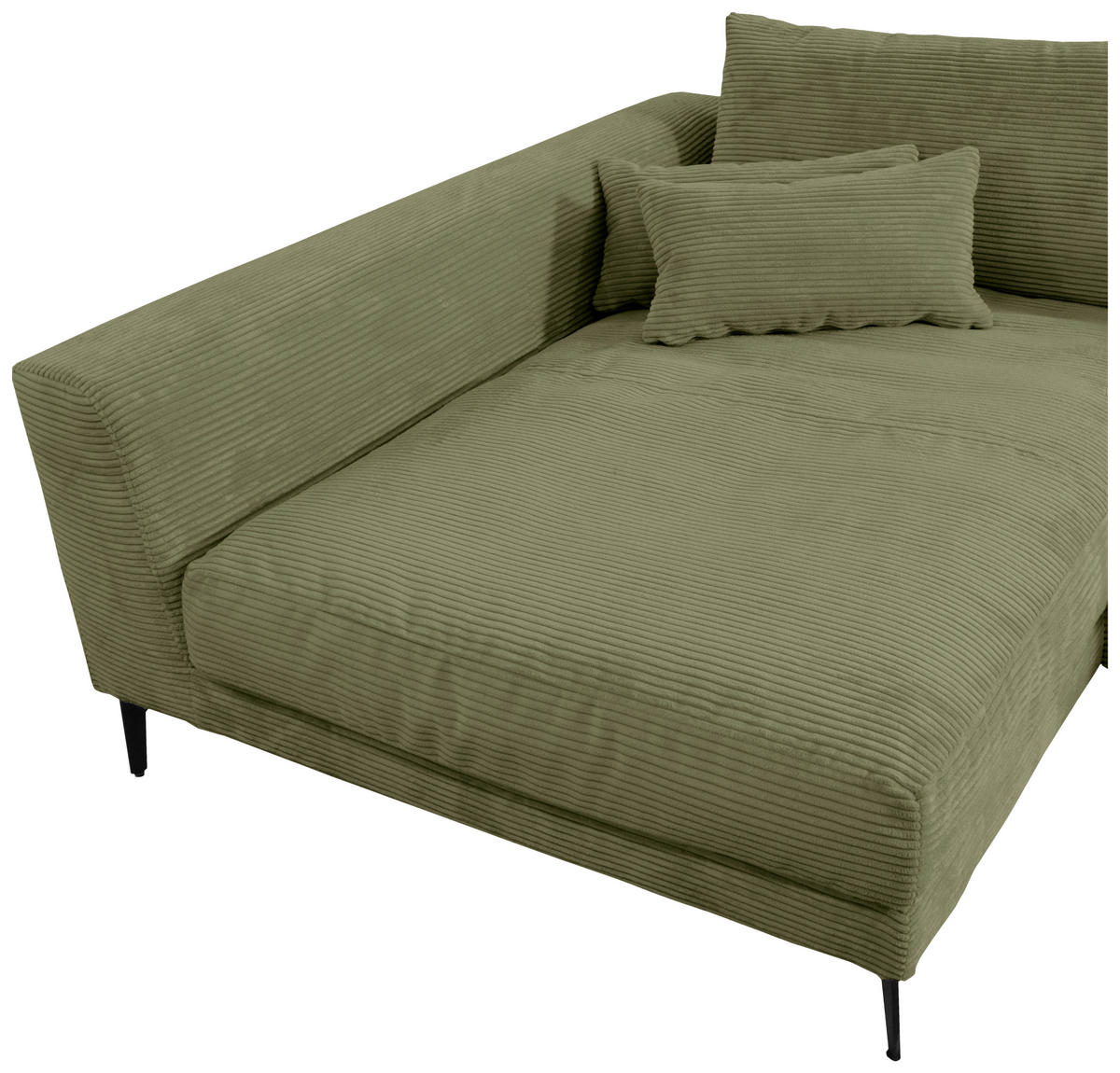 ECKSOFA in Cord Olivgrün  - Schwarz/Olivgrün, Design, Textil/Metall (172/313cm) - Livetastic