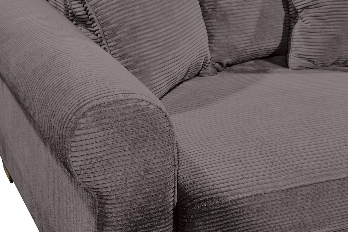 SCHLAFSOFA Cord Dunkelgrau  - Dunkelgrau/Schwarz, KONVENTIONELL, Kunststoff/Textil (250/95/125cm) - Hom`in