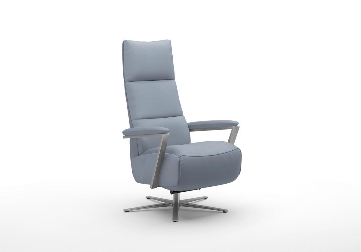 RELAXSESSEL TV VARIO COMFORT E S1 Echtleder Kopfteilverstellung, Rücken echt    - Graublau/Silberfarben, Basics, Leder/Metall (70/124/85cm) - Sit & More
