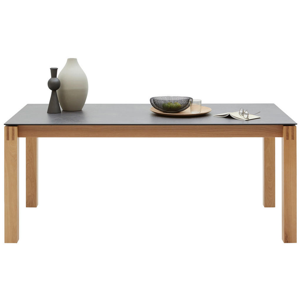 Thumbnail - Dieter Knoll Esstisch, Graphit, Eiche, Holz, Kunststoff, Wildeiche, furniert, rechteckig, eckig, 90x76x180(270) cm, ausz...
