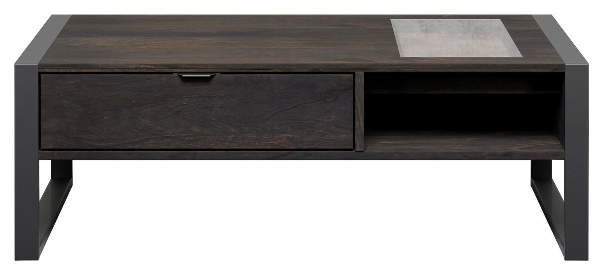 Măsuță De Cafea din lemn, metal, sticlă, 120/60/45 cm - antracit/negru, Basics, sticlă/metal (120/60/45cm) - Livetastic