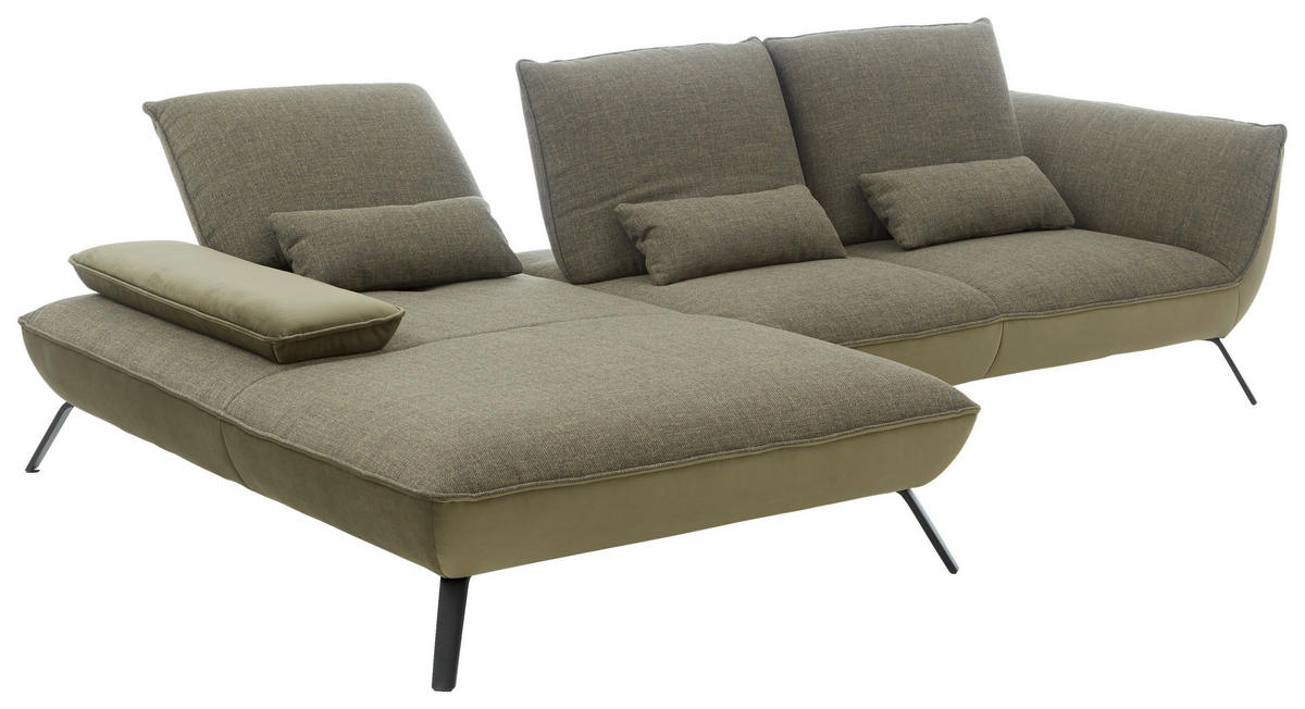 Freisteller von Moderano ECKSOFA Olivgrün Flachgewebe.
