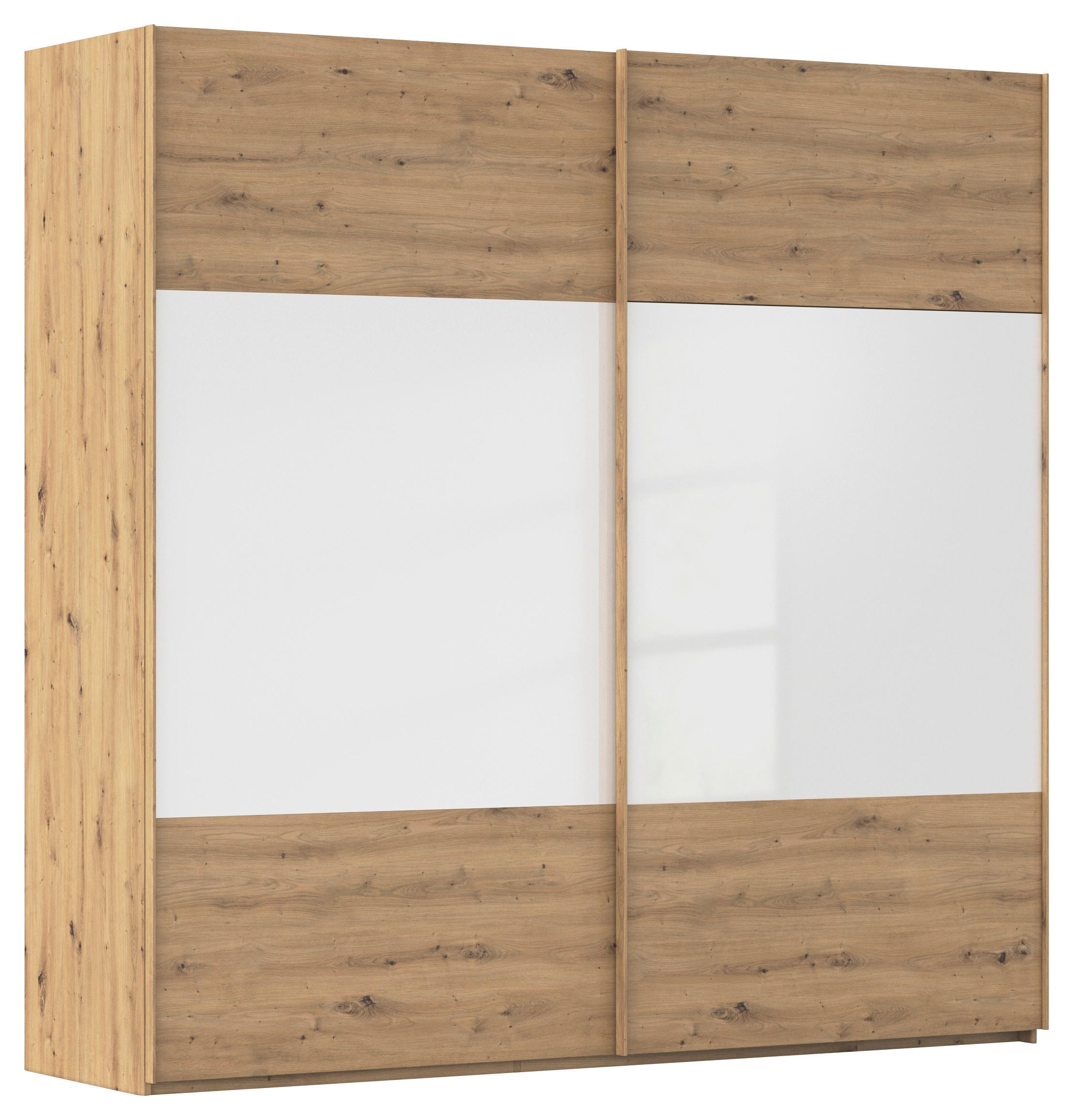 SCHWEBETÜRENSCHRANK 226/223/68 cm 2-türig Weiß, Eiche Artisan  - Eichefarben/Weiß, Design, Glas/Holzwerkstoff (226/223/68cm) - Xora