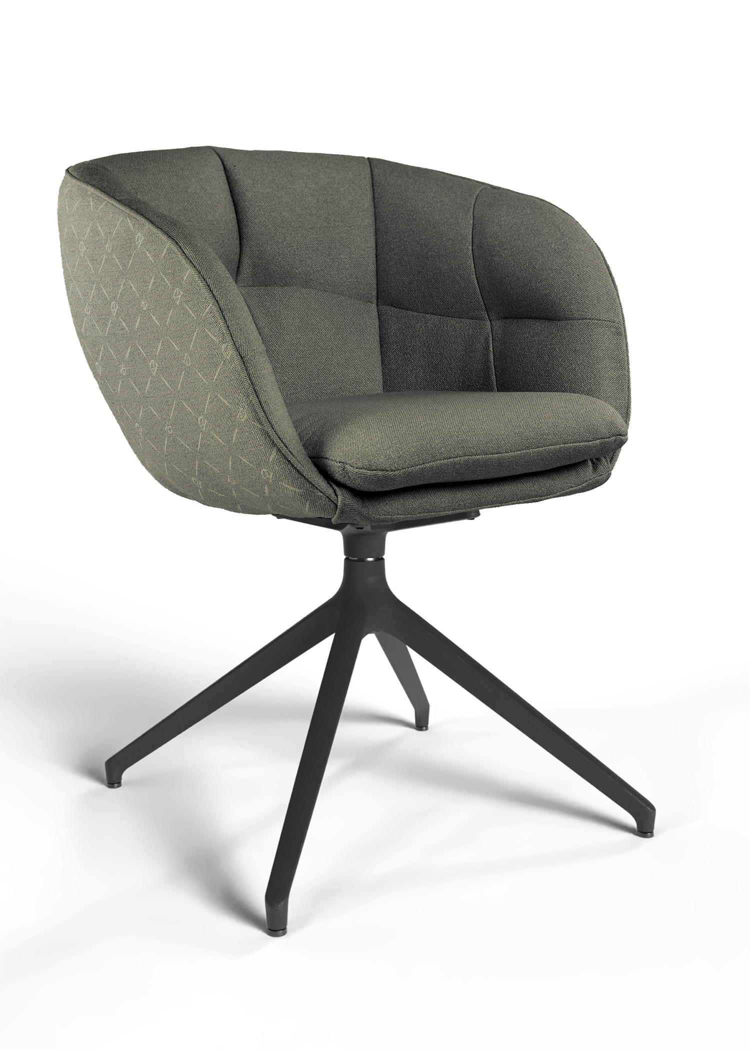 ARMLEHNSTUHL  Beinauswahl, Sitzfläche 360° drehbar, Stoff-/Lederauswahl Jacquard  Olivgrün  - Schwarz/Olivgrün, Design, Textil/Metall (62/81/63cm) - Dieter Knoll