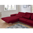 ECKSOFA in Echtleder Rot  - Rot/Schwarz, Design, Leder/Metall (193/328cm) - Dieter Knoll