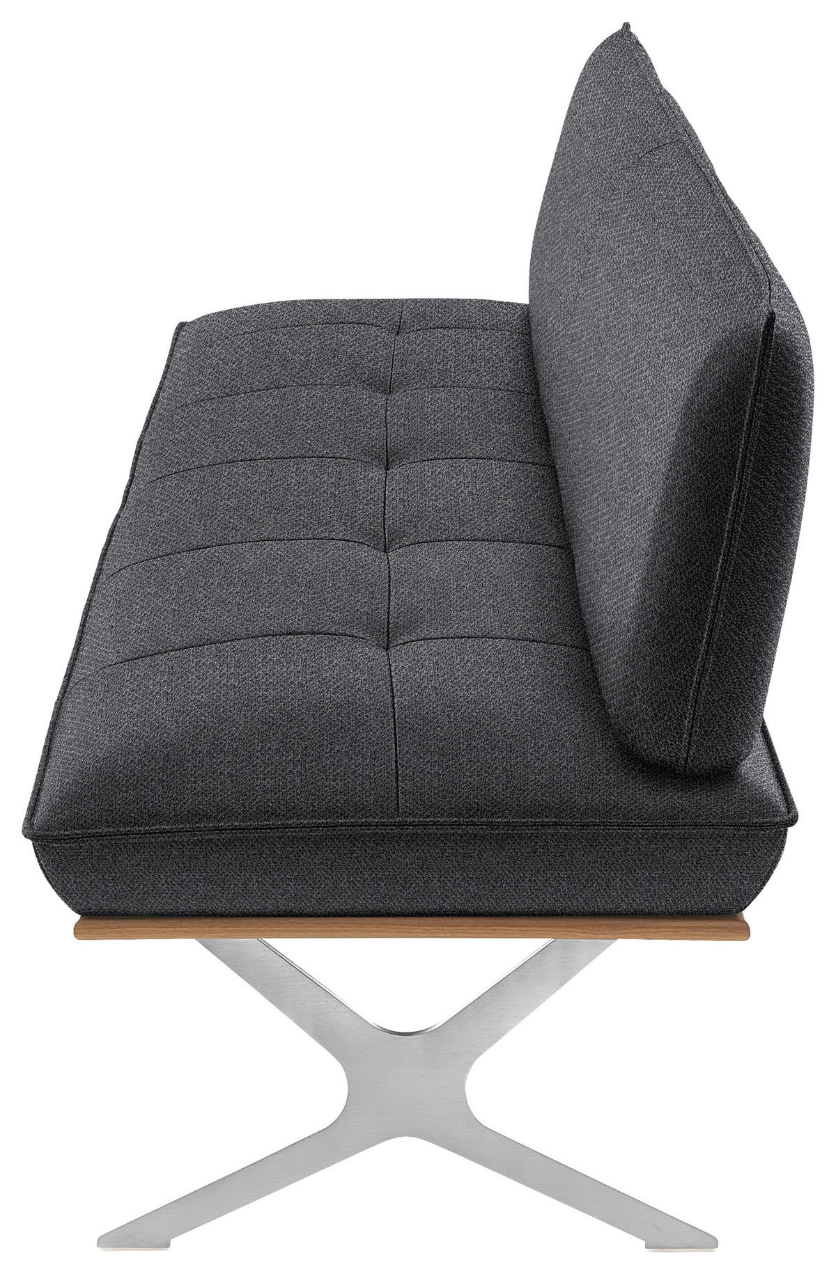 SITZBANK 214/88/66 cm  in Grau, Nussbaumfarben, Nickelfarben  - Edelstahlfarben/Nussbaumfarben, Design, Holz/Textil (214/88/66cm) - Koinor